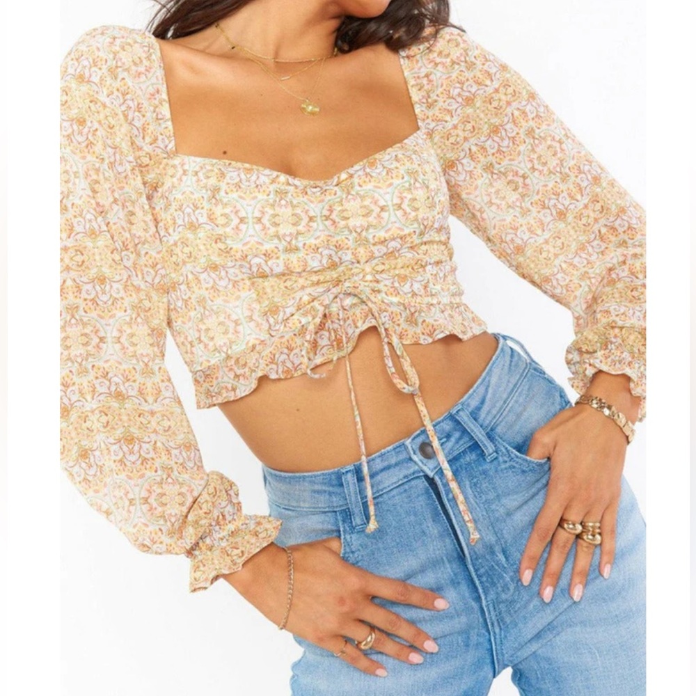 Show Me Your Mumu Colorful Gauzy Rivington Cropped Top Size Medium